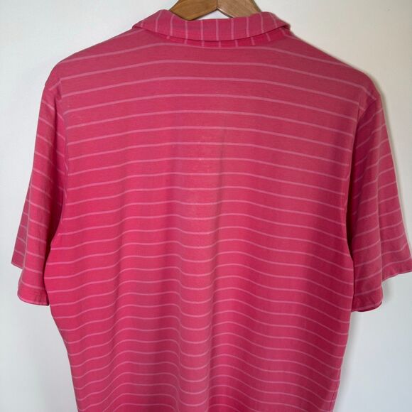 B. Draddy Men Polo Shirt Large Pink Striped Golf Performance Pima Cotton Stretch - Picture 5 of 13